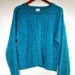 John + Jenn Womens Teal Blue Sweater